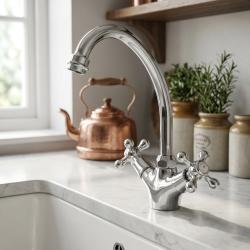 Aquanello Heritage Ascot Classic Kitchen Nostalgic Kitchen Faucet Chrome CR-4004-HA